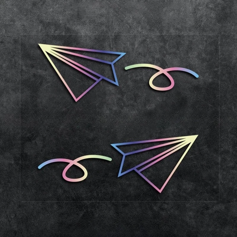 2PCS Minimalist Paper Plane Sticker Waterproof Vinyl Decal Black Line Bike Frame Motorcycle Car Decoration Accessories
