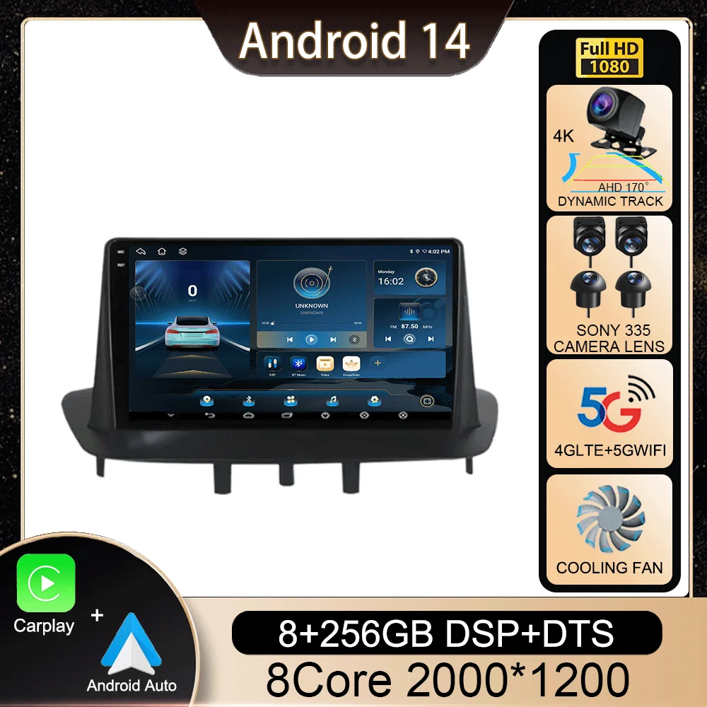 

Android 14 GPS Car Radio For Renault Megane 3 Fluence Samsung SM3 2008 - 2014 Stereo Multimedia Video Player DSP CarPlay NO DVD