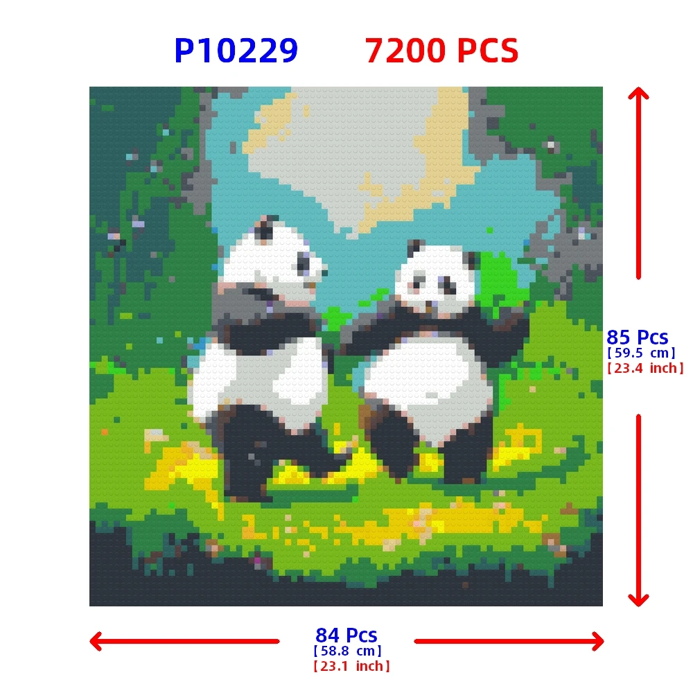 Two Pandas DIY Building Blocks Painting Mosaic Custom Pixel Art Finish At Home Decoration Birthday Christmas Gifts For Kids Toys