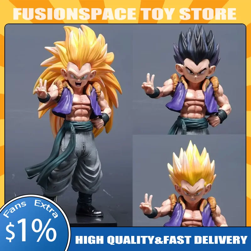 

22cm Dragon Ball Z Anime Figure Supersaiyan 3 Gotenks Head Carving Accessory Gotenks Action Figure Pvc Models Special Effects