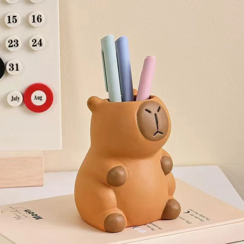 Cartoon Capybara Pen Holder Tabletop Storage Interesting Capybara Pencil Storage Box Multi-functional Cosmetic Organizer