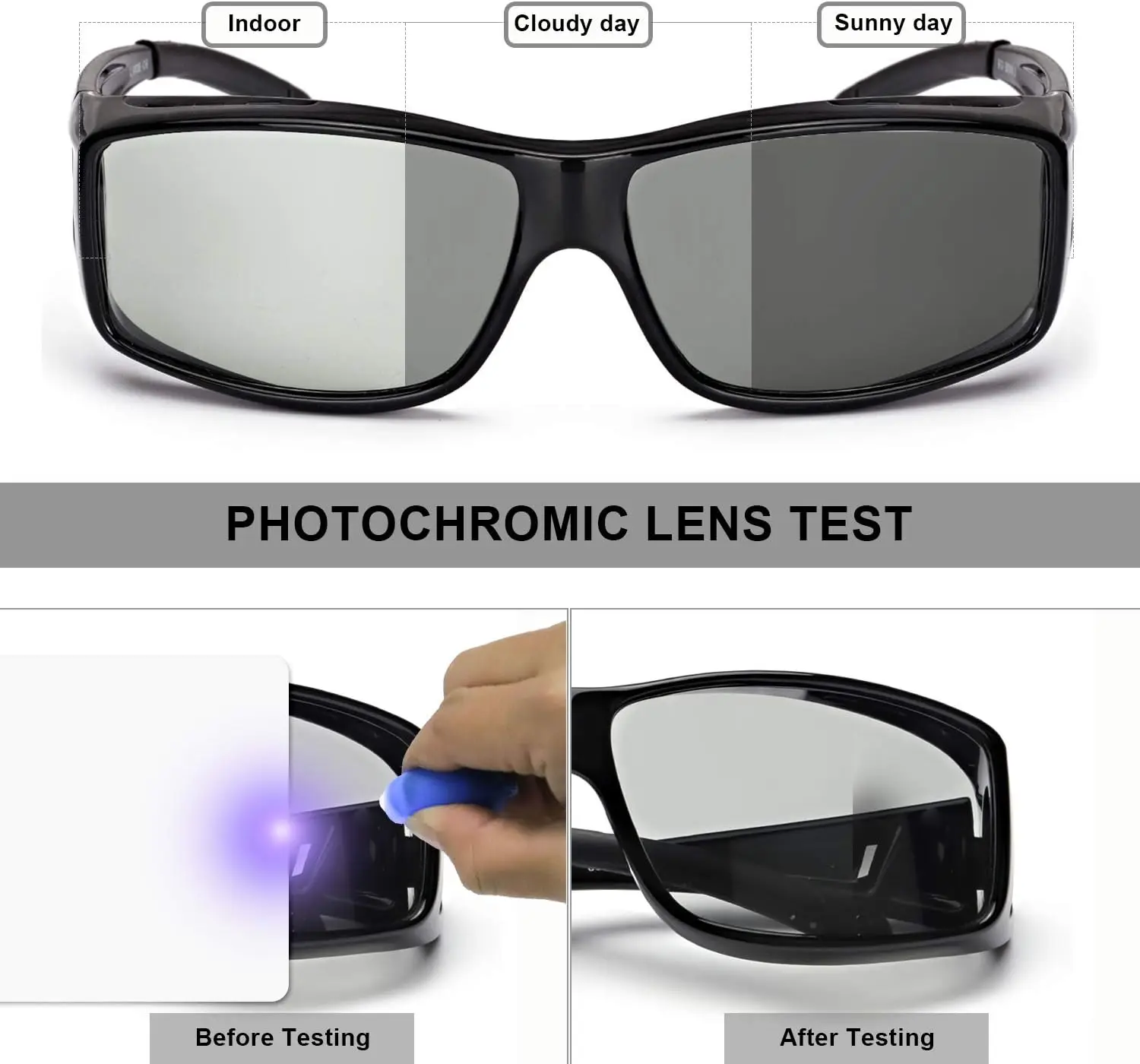 LVIOE Fit Over Photochromic Polarized Sunglasses for Outdoor Activities Wear Over Rx/Prescription Glasses UV400 Protection