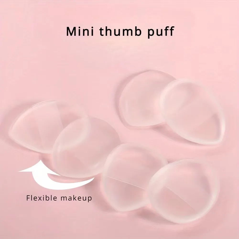 6pcs Mini Silicone Fingertips Powder Puff Transparent No Powder Eating Powder Cosmetic Puff Makeup Tool Reusable Jelly Puff