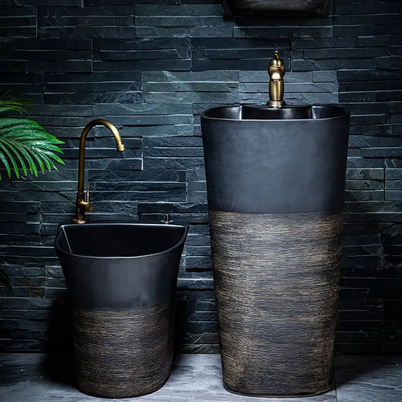 

Column washbasin, ceramic balcony integrated floor type, basin garden art courtyard, outdoor washbasin small