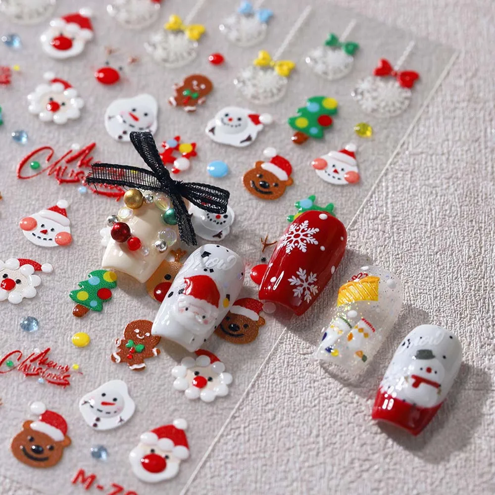 Kerstman Elanden Kerst DIY Manicure Decals Leuke Kerst Nageldecoraties Dame Meisjes Winter Kerst Sneeuwpop Sneeuwvlokken Nail Art