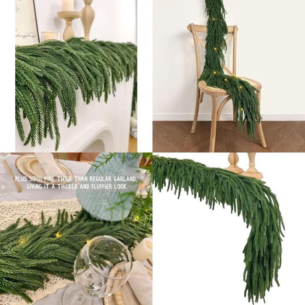 

Светодиодная рождественская гирлянда на батарейках, длиной 9 футов, реалистичная норвежская сосна, идеально подходит для мантии и лестничных перил, в помещении и на открытом воздухе.