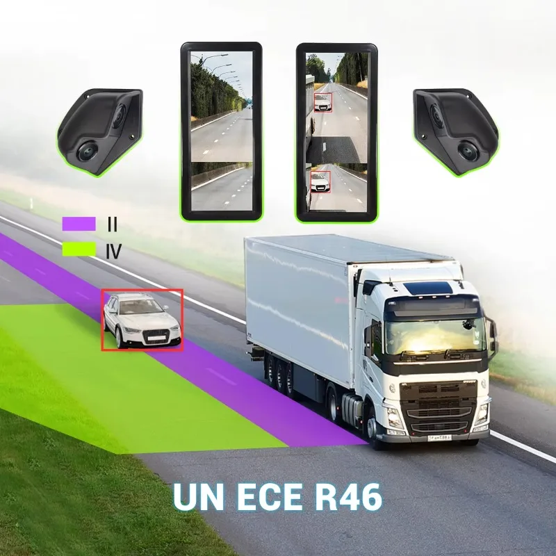 1080P Split Blind Spot Detection Side Mirror System AHD 2CH Dual Anti Glare Wide View Angle for Truck Fleet