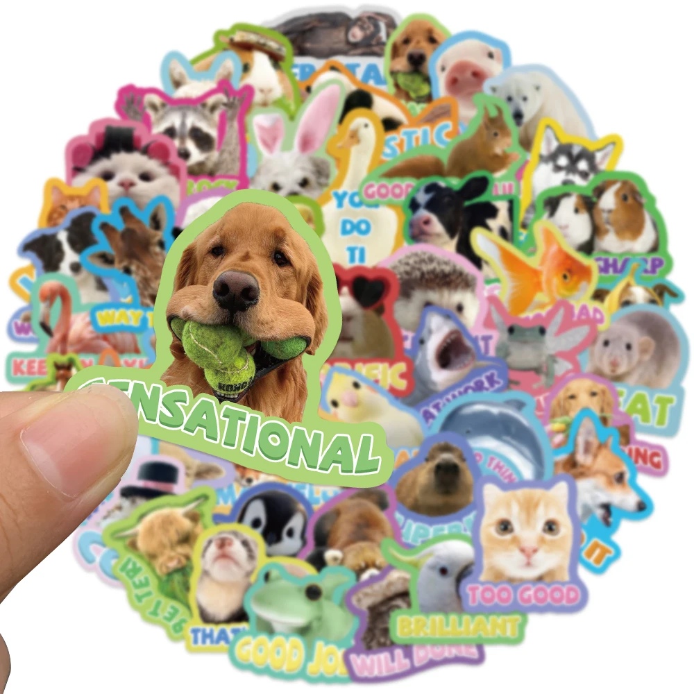 50PCS Animals Encourage Phrase PVC Sticker Aesthetic Color Decoration Scrapbooking Sketchbook Stationery School Rewards Supplies