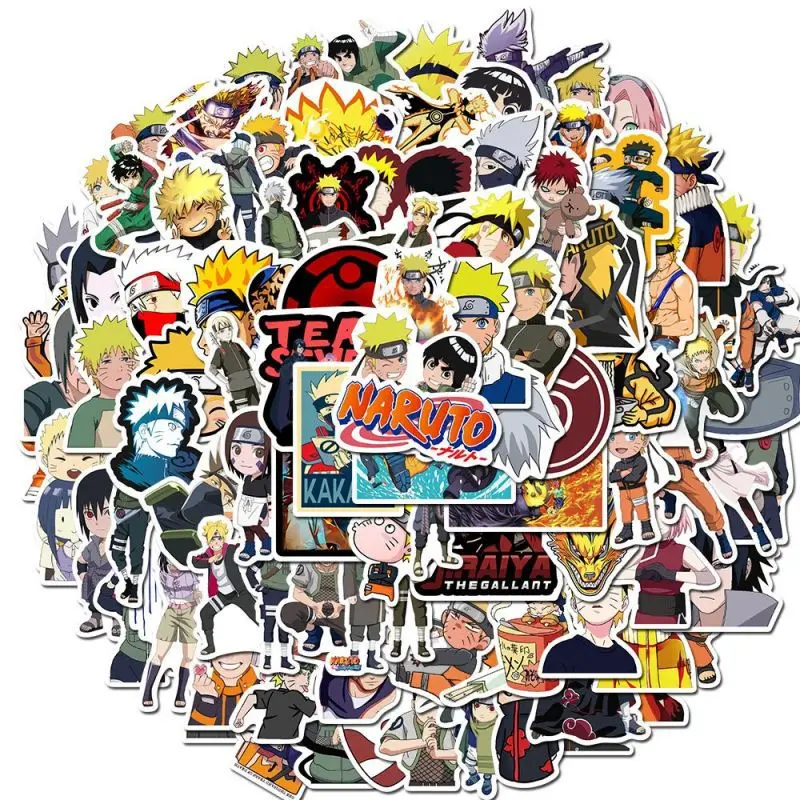 100Pcs Naruto Stickers Not Repeating Uzumaki Naruto Kakashi Uchiha Sasuke Itachi Kawaii Cartoon Waterproof Stiker Toys