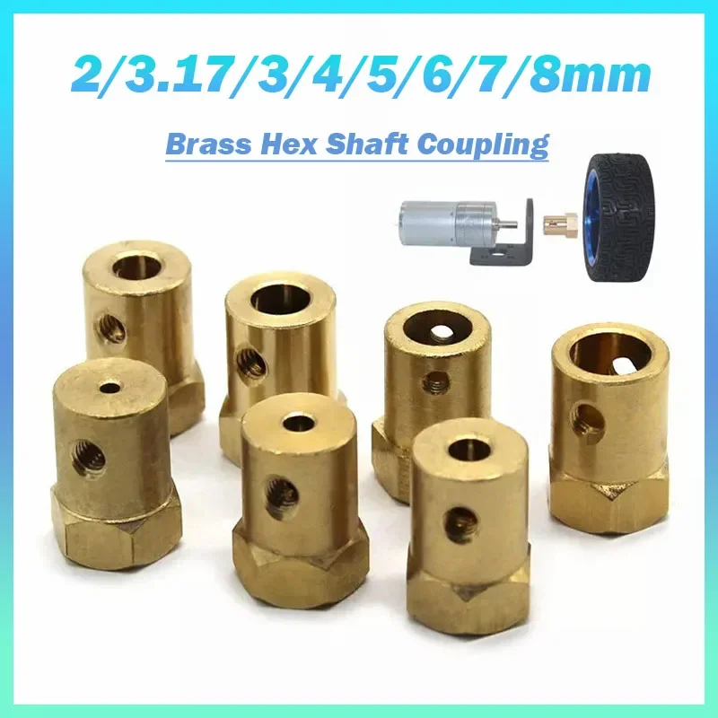 5 adet pirinç altıgen motor tahrik mili eklemi 2/3.17/3/4/5/6/7/8mm şanzıman kaplini çoğaltıcı konnektörü RC modeli DIY