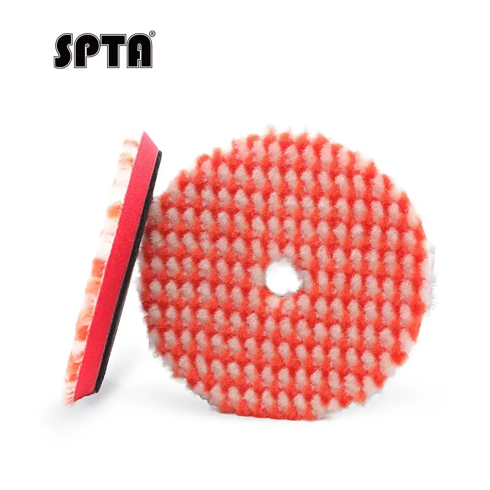 

SPTA 3"(76mm)/5"(125mm)/6"(150mm) V2.0 New Red Heavy Cutting Wool Polishing Pad Short Wool Buffing Pad for Car Polishing