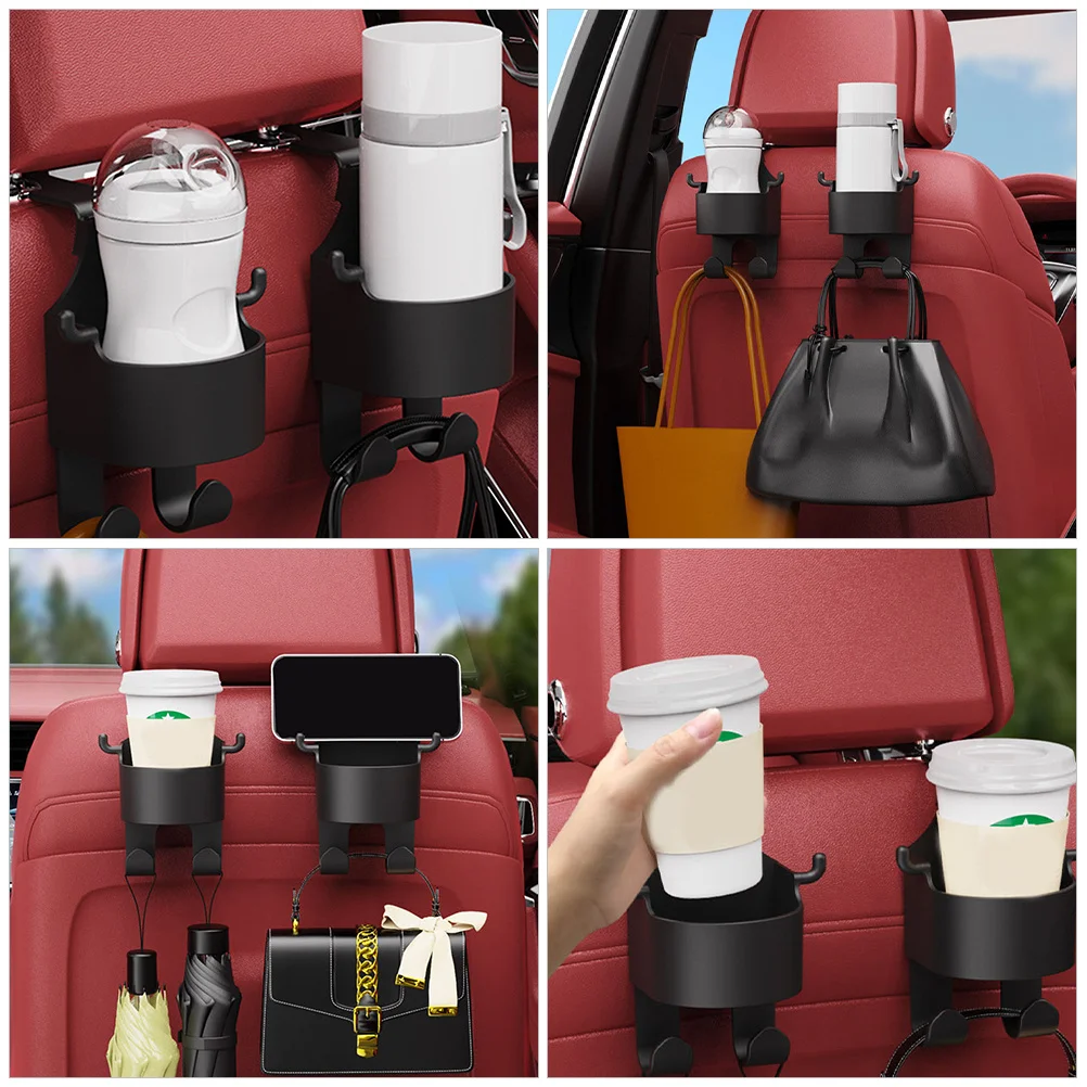 

Universal Car Cup Holder Organizer With Hook Large Drink Bottle Holder Auto Seat Backrest Mount Phone Storage Rack For Rv Van