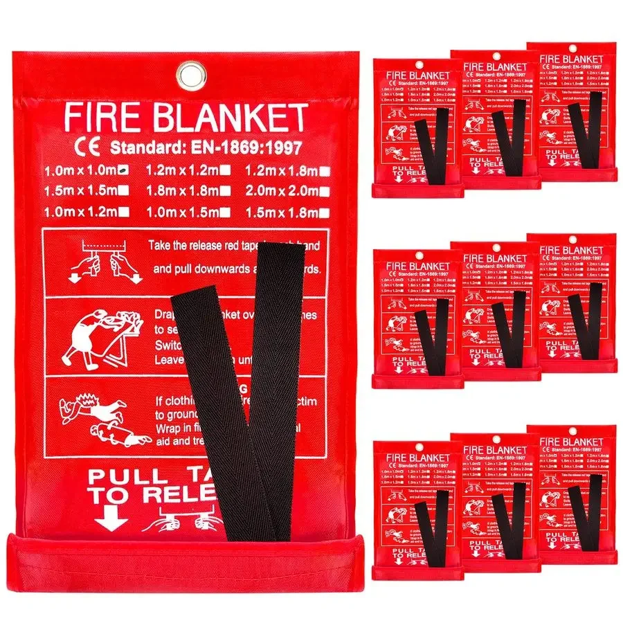 حزمة بطانية حريق للطوارئ للمطبخ المنزلي، 39 × 39 بطانيات كبيرة لضغط الحرائق في حالات الطوارئ من الألياف الزجاجية المقاومة للهب