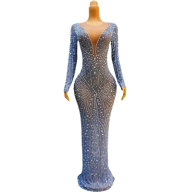 

Diamond Host Catwalk Party Banquet Nightclub Bar Singer Costume Vestidos De Boda Para Fiestas Vestidos De Noche Elegante De Lujo