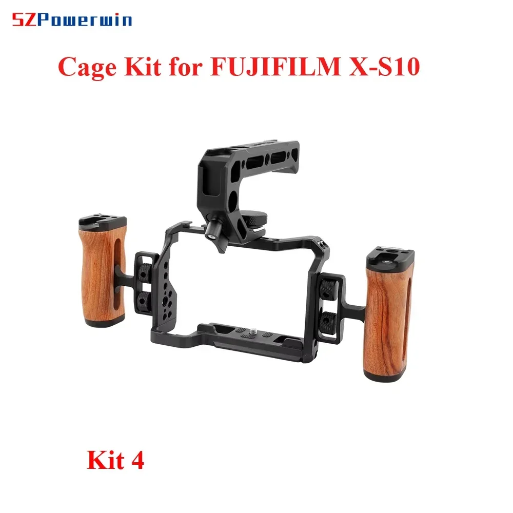 cage-de-camera-powerwin-pour-fujifilm-x-s10-kit-de-poignee-de-grille-a-main-en-bois-en-alliage-d'aluminium-vis-de-localisation-arri-multifonctionnelle