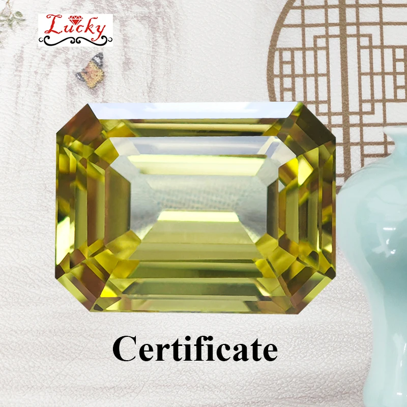 

Lab Grown Sapphire Yellow Color VVS1 Emerald Cut Charms Beads for DIY Jewelry Making Rings Materials Selectable AGL Certificate