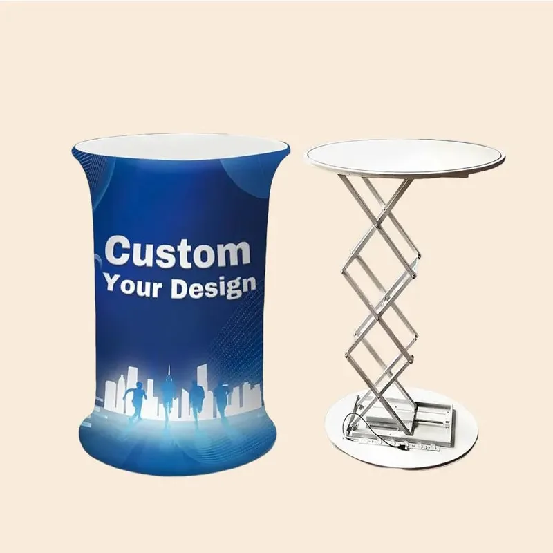 Trade Show Pop-Up Table Portable Foldable Promotion Table Display Stand Oval Pop up Table