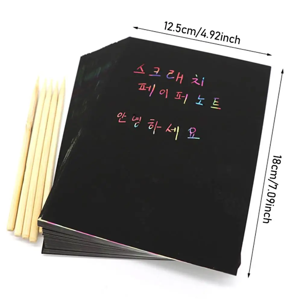Colorful Scratch Sheet 5 Bamboo and Tasteless Scratch Paper Set Environment Friendly Art Rainbow Scratch Paper for Fun DIY