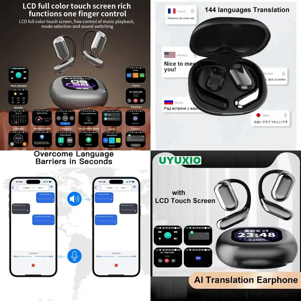 

Беспроводные наушники UYUXIO OWS AI с функцией перевода в реальном времени, поддержкой 144 онлайн-языков и сенсорным LCD-экраном