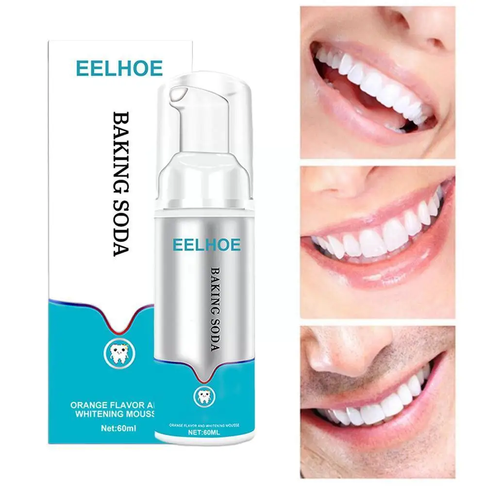 Baking Soda Dentes Whitening Mousse, Brightify Limpeza de manchas profundas, Breath Care, Dental Fresh Toothpaste, Remove Espuma, I3V3, 60ml