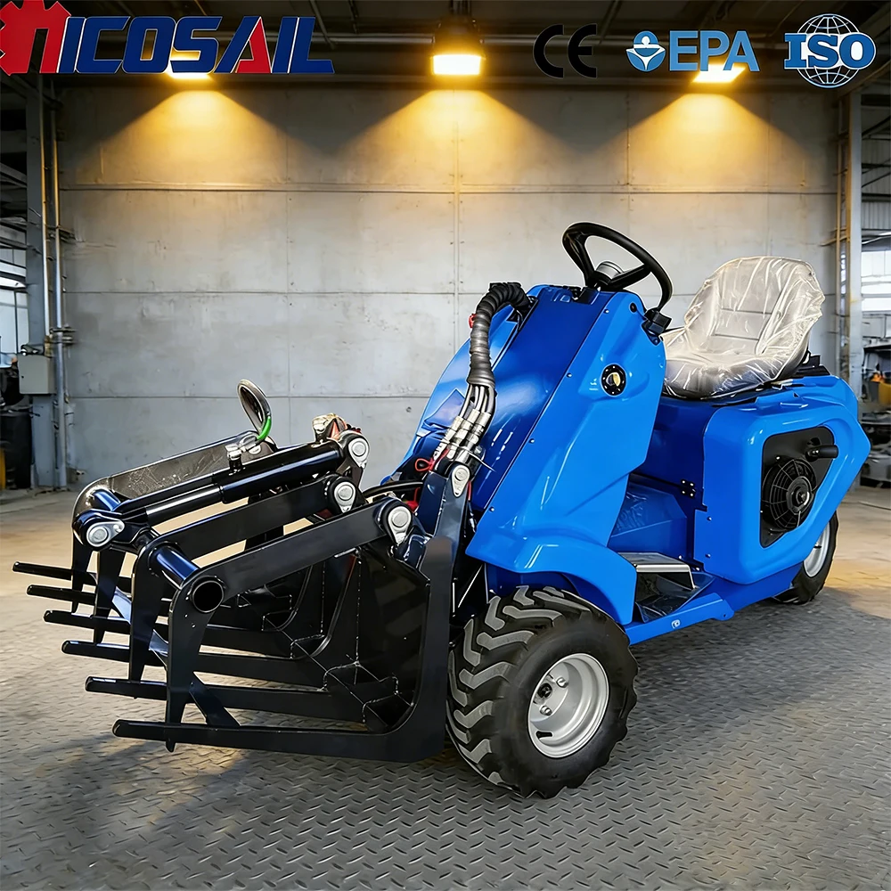 

Компактный трехколесный мини-погрузчик с сертификатом CE, Euro 5, высокой производительностью, гибким управлением для работы в узких пространствах на ферме