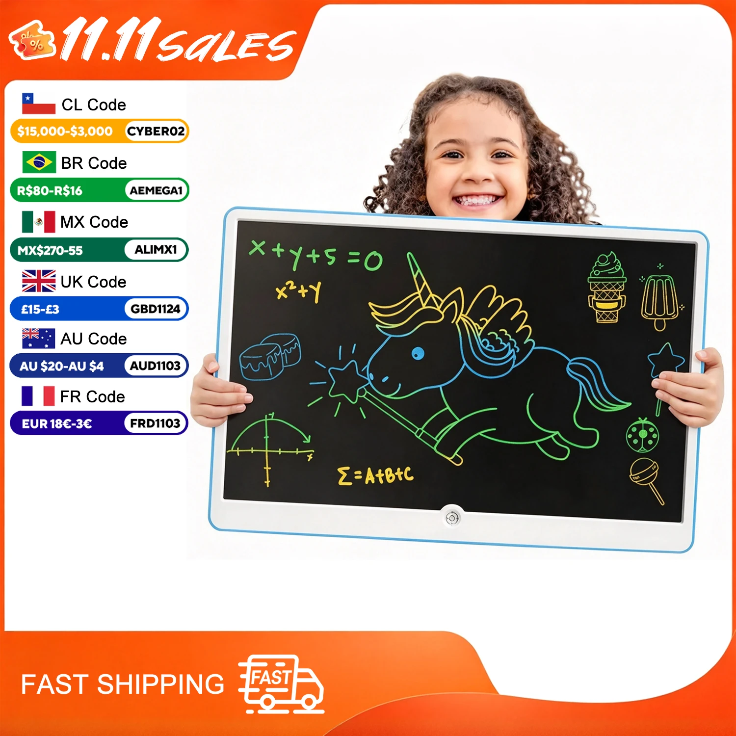 19inch LCD Writing Tablet,Art Painting Children Tools, Educational Drawing Pad for Girls Boys Baby Kids, Gift Toys Writing Board