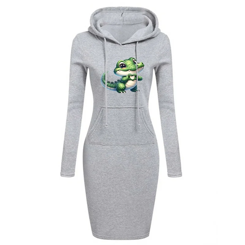 Sudadera con capucha informal y cómoda para mujer, vestido Midi sencillo de alta calidad, estilo de otoño e invierno, gran oferta