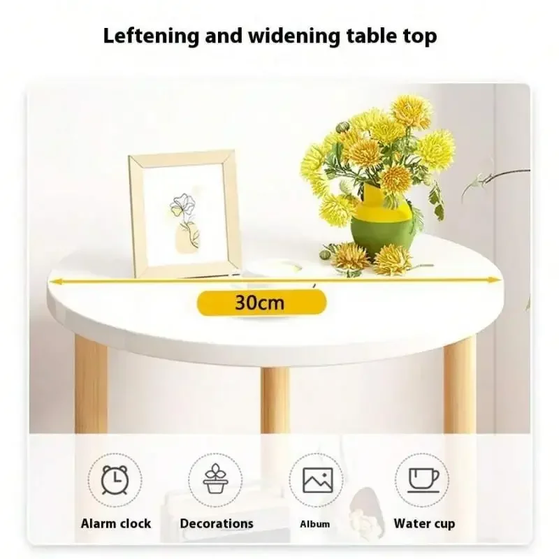 Modern Wood Bedside Table Living Room table Sofa Sedentary Dining table Small Bed Side Table Round Night stand Bedroom Furniture image 3