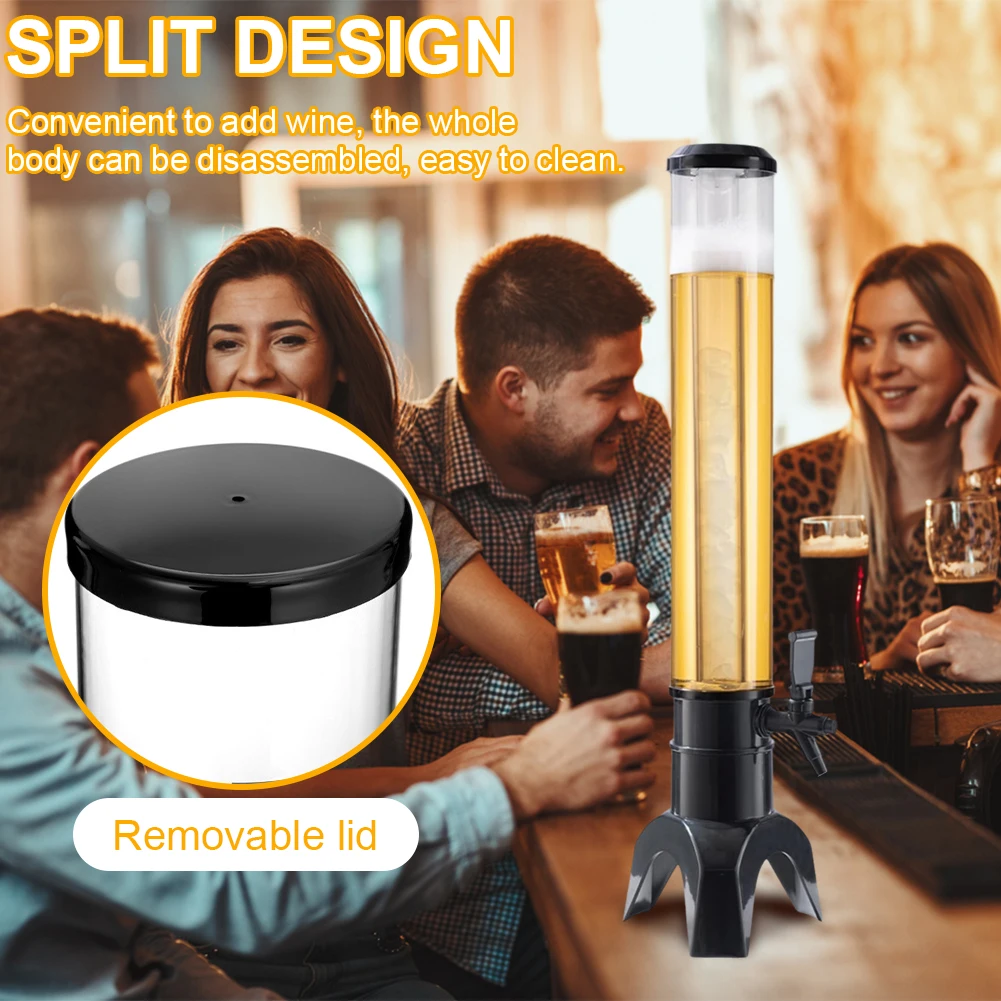 3L موزع البيرة منضدية الخمور مع حنفية وأنبوب الجليد موزع المشروبات الشفافة مصباح ليد لحزب البار #4