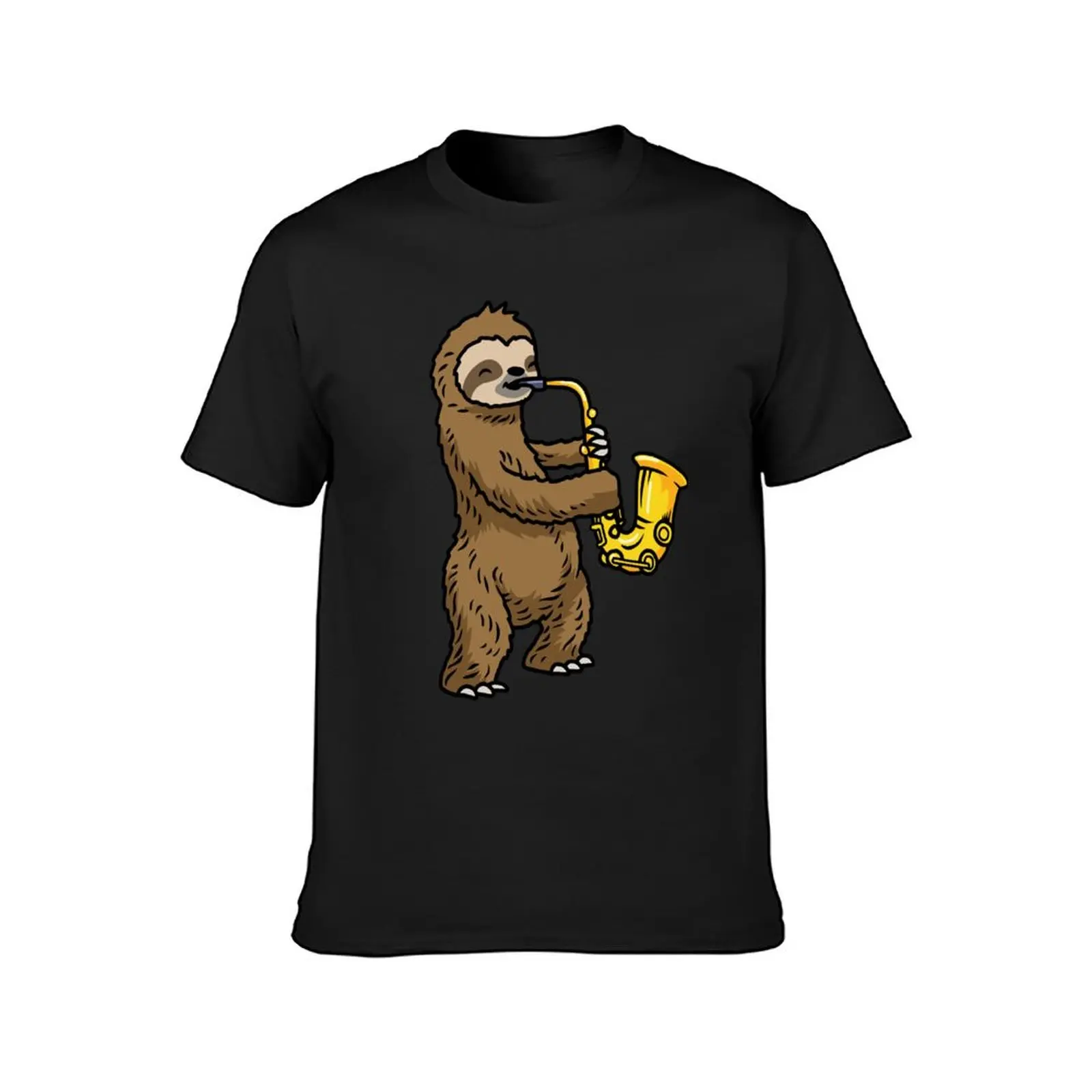 Sloth Playing Saxophone Gift Kids Saxophonist Gift Jazz Music Saxophone T-Shirt kawaii clothes Blouse funny t shirts for men