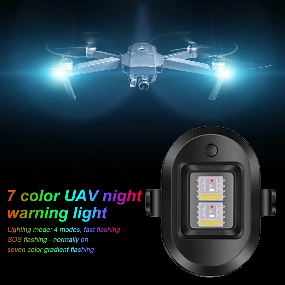 LED Drone Strobe Light 7 Colors Drone Night Navigation Light Rechargeable Drone Anti-Collision Lights for Drone Night Flying