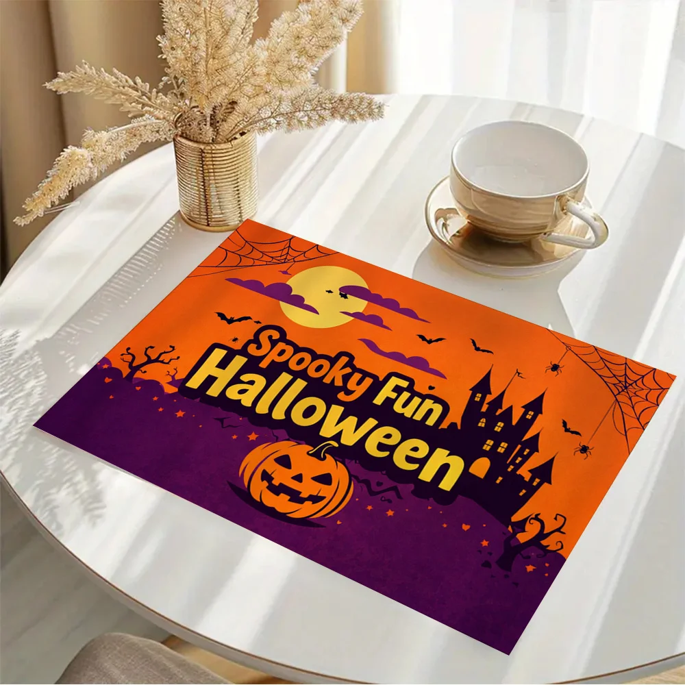 1 pc Spooky Fun Halloween Placemats for Kitchen Dining Table Coffee Table Mats for Home Decoration, Holiday Party Gift - view 6