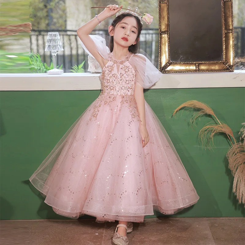 

Flower Girl Dress Children Bridemaid Mermaid Wedding Dresses for Kids Pink Tutu Gowns Girls Boutique Party Wear Elegant Frocks