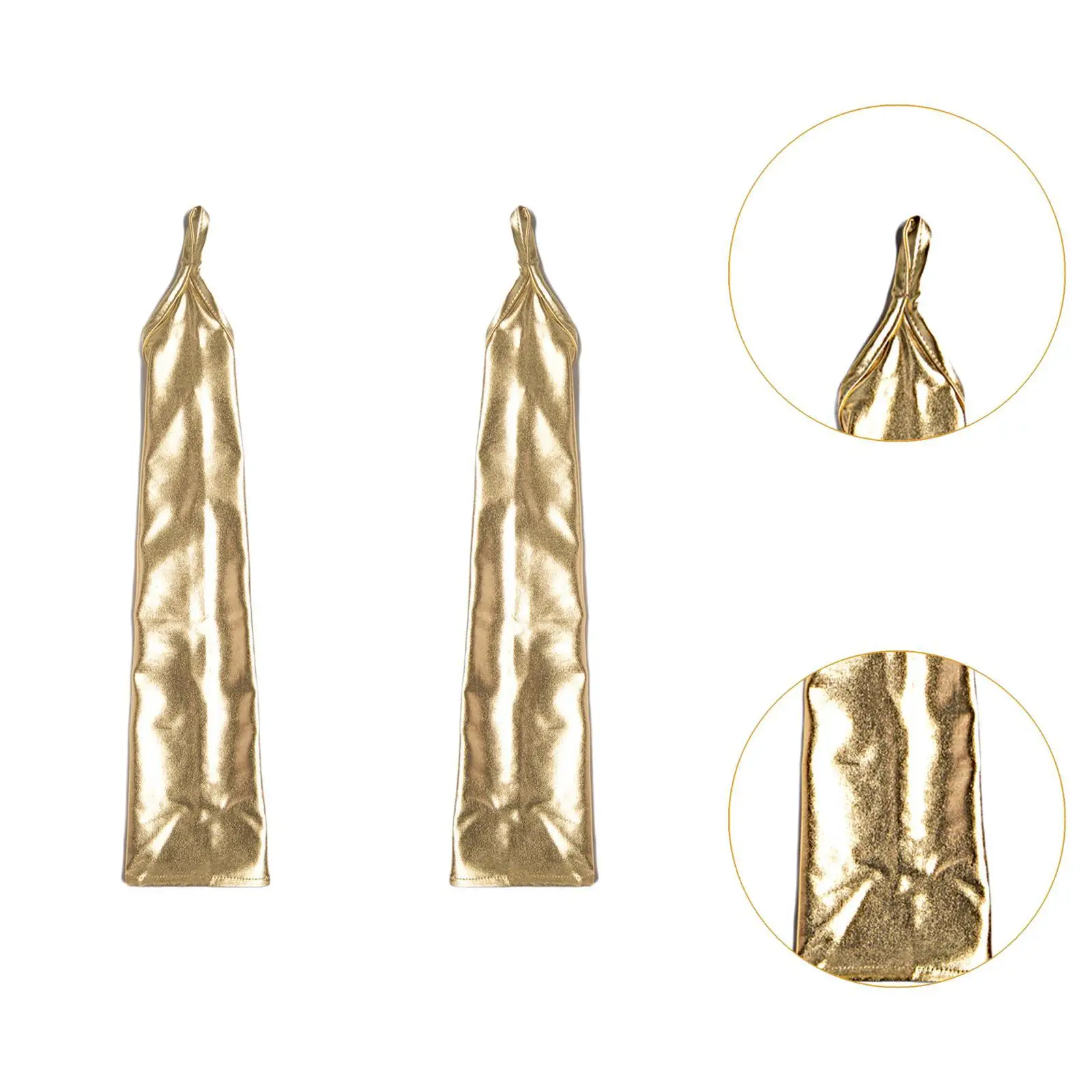 قفازات جلدية لامعة بدون أصابع، قفازات طويلة قابلة للتمدد للنساء للمساء وأوبرا عيد الميلاد وحفلات الهالوين #5