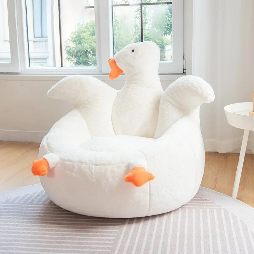 Children\'s Lazy Sofa Balcony White Goose Bean Bag Tatami Soft Comfortable Small Sofa Seat Balcony Floor Tiktok Pop-ups