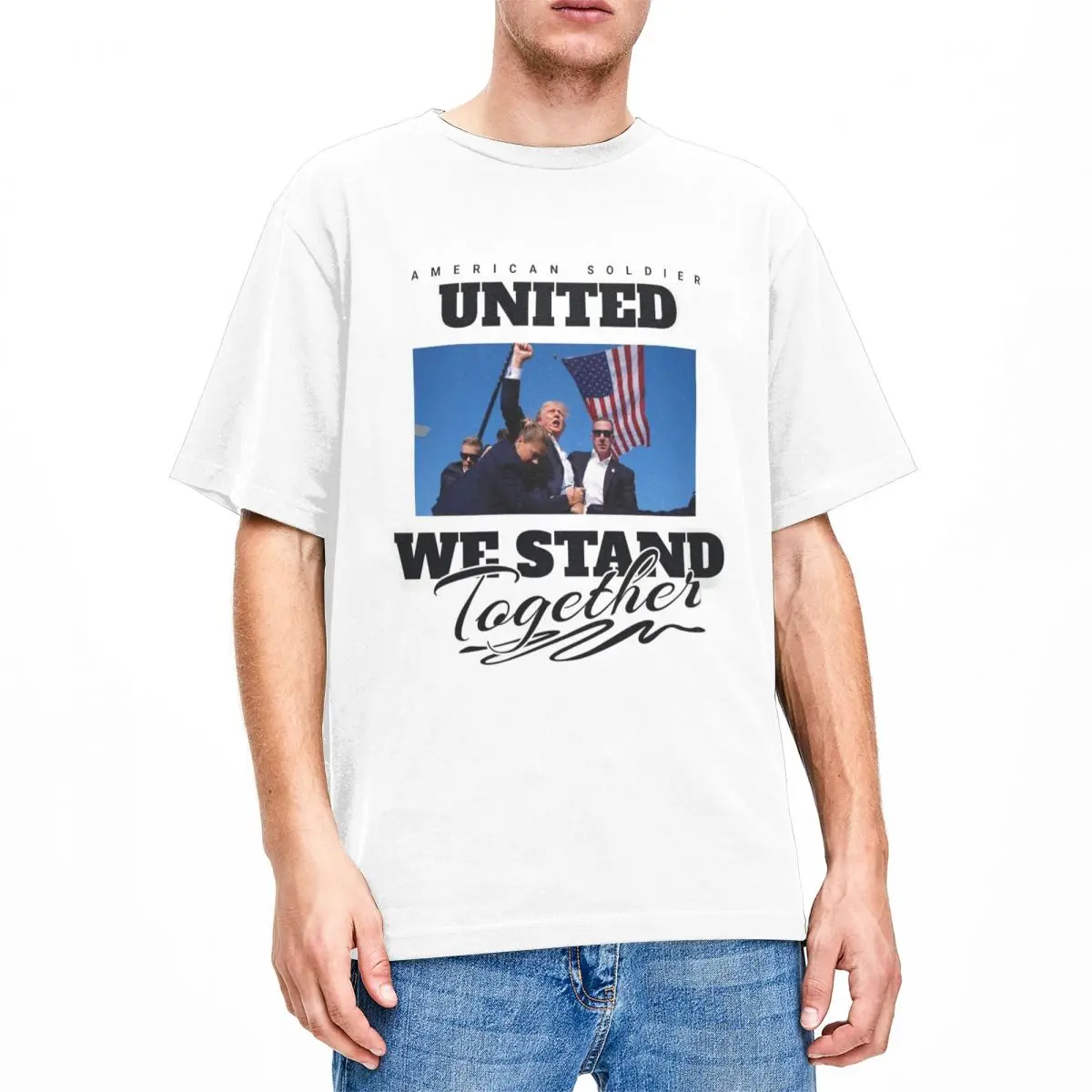 United We Stand Together Trump 2024 Shirt for Men Women 100% Cotton Novelty Crewneck MMGA Tee Shirt Short Sleeve Clothes Adult