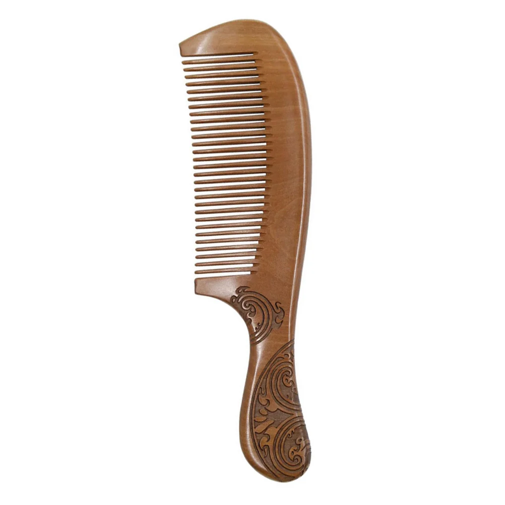 

Vintage Wooden Comb Handle Double Sided Carvings Smooth Surface Anti Static Healthy Scalp Portable Daily Necessity