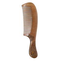 Handle Peach Wood Comb Double-Sided Carved Exquisite Wooden Hair Comb No Static Electricity Small Size Easy Carry