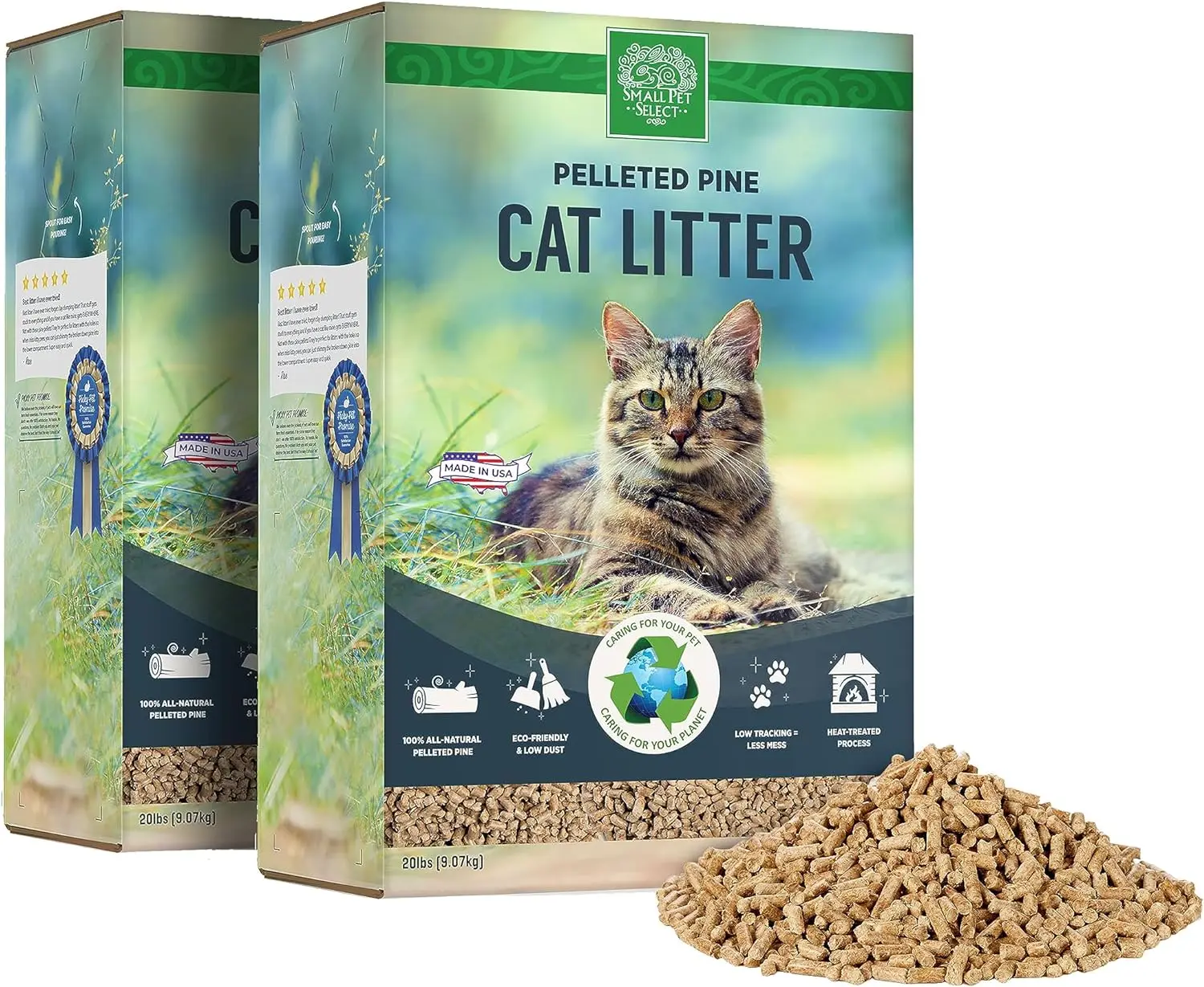 Premium Pine Pelleted Cat Litter, 100% All Natural Pellet Kitty Litter, Non Clumping Non Tracking Low Dust Litter Meant for Use