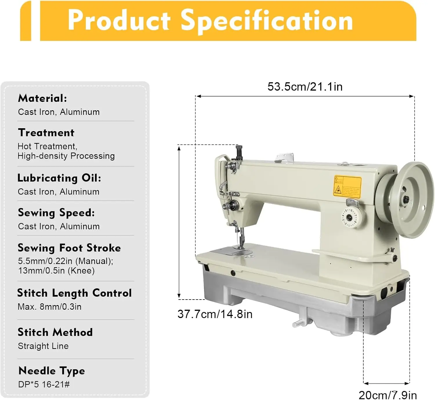 Industrial Leather Sewing Machine, 3000Stitches/Min Commercial Straight Line Stitch Machine Heavy Duty Leather Fabrics Sewing