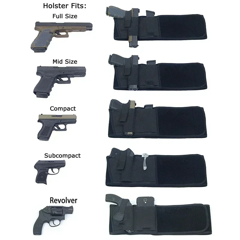 Tactical Belly Gun Holster Belt Concealed Carry Waist Band Pistol Holder Magazine Bag  Invisible Waistband Holster