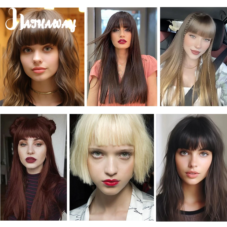 Synthetic Straight Clip In Fringe bangs Air bangs Hair Extension Natural Hair Bangs For Women False Bang