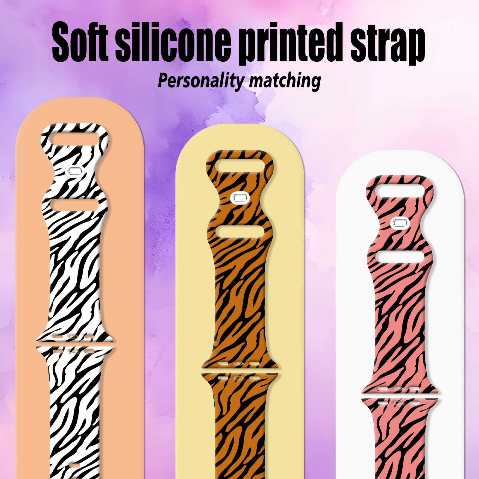 Zebra Streep Bedrukte Band Voor Apple Watch 10 9 8 7 Siliconen Band Vervangbare Armband Voor Iwatch 45Mm 44Mm 42Mm 40Mm Horlogeband