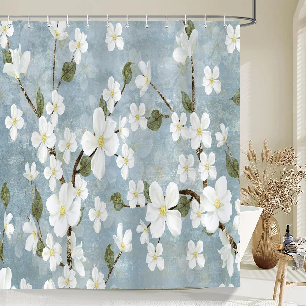 Chinese style Flower and Bird Bath Curtain Waterproof Fabric Shower Curtains Ink painting Bathtub Screen for Bathroom Home Decor