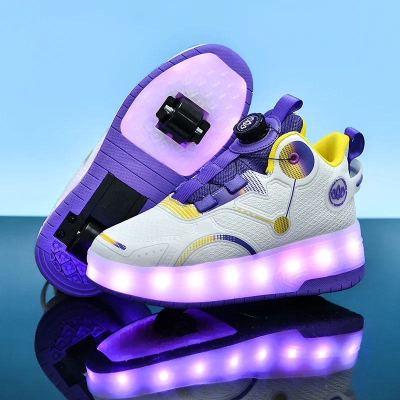 Rolschaatsschoenen voor kinderen Modieus en casual LED-ontwerp USB-opladen Wandelskateschoenen Trendy kindersneakers