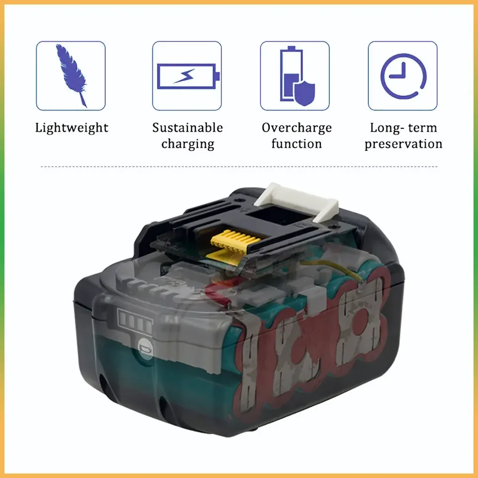 Imagem -03 - Makita Ferramenta de Iões de Lítio Recarregável Bateria de Substituição 18v 6000mah Bl1860 Bl1830 Bl1850 Bl1860b 100 Original