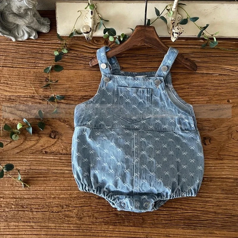 Baby Girls Bow Printed Denim C - Baby Products Korean 评论和价格
