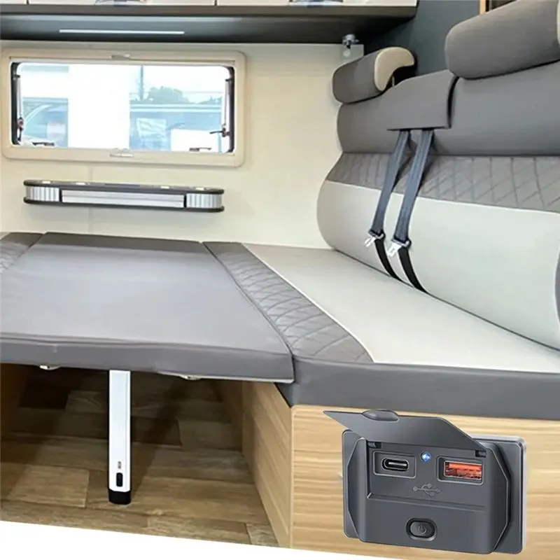 A73Q-Quick Charge PD Type-C + USB Ports Car Bus Socket Adapter USB Power With Switch For Marine Motorcycle - view 3