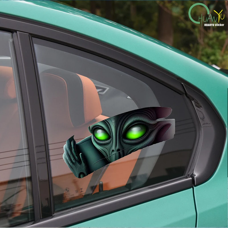 3D Effect Alien Car Stickers Auto Window Bumper Waterproof Rear Windshield Vinyl Decal Halloween Funny Decor Vehicle Accessories