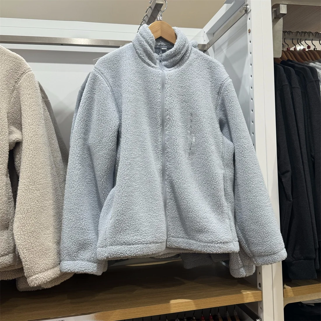 

ex Fce Lined Lamb Velvet Jaet Couple Matching Outerwear Warm Autumn Winter Coat Stand Fit Zipper Closure Long Sve